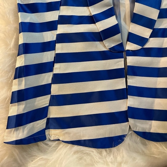 Opus LONDON Cobalt Blue and White Stripe Collar Blazer - Picture 5 of 8